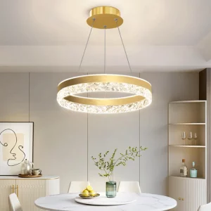 Suspension moderne design minimaliste luxe acrylique LED TRAZOS chambre salon éclairage doux élégance scandinave