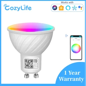 Ampoule LED intelligente Wi-Fi GU10 RGB + blanc chaud compatible Home Kit Alexa Google Assistant 5W éclairage智能 economie d’énergie style moderne Ampoule LED intelligente Wi-Fi GU10 RGB + blanc chaud compatible Home Kit Alexa Google Assistant 5W éclairage智能 economie d’énergie style moderne