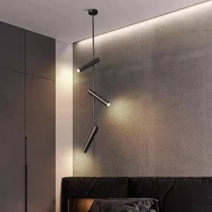 Suspension LED moderne design minimaliste industriel en métal noir éclairage chaleureux salon chambre économique élégant Suspension LED moderne design minimaliste industriel en métal noir éclairage chaleureux salon chambre économique élégant