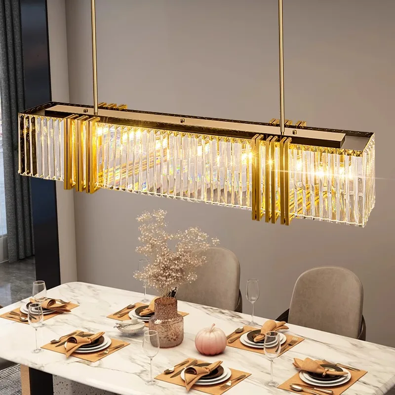 Suspension lumineuse moderne en métal doré et verre transparent design élégant pour salle à manger cuisine éclairage scandinave lumière centrale décorative