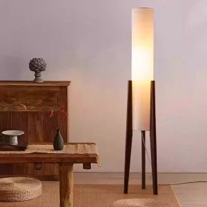 Lampadaire en bois massif design nordique rétro tissu éclairage salon chambre moderne élégant Lampadaire en bois massif design nordique rétro tissu éclairage salon chambre moderne élégant