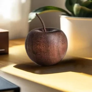 Décoratif en bois sculpté pomme naturelle style rustique artisanal étagère bureau salon cadeau unique Décoratif en bois sculpté pomme naturelle style rustique artisanal étagère bureau salon cadeau unique