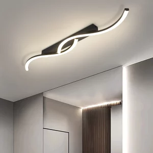 Plafonnier LED moderne minimaliste design futuriste aluminium noir lumière intérieure salon chambre bureau élégant économique