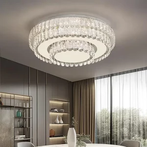 Plafonnier cristal moderne design luxueux lumière scintillante salon chambre restaurant éclairage principal décoratif élégant