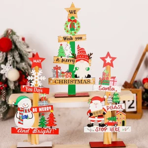 Décoration de Noël en bois artisanale thèmes festifs sapin bonhomme de neige Père Noël décoration intérieure maison salon entrée fête joyeuse Décoration de Noël en bois artisanale thèmes festifs sapin bonhomme de neige Père Noël décoration intérieure maison salon entrée fête joyeuse