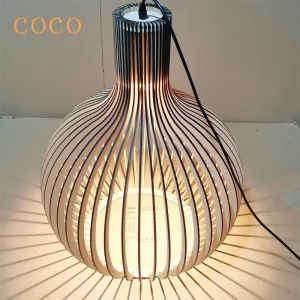 Suspension en bois design scandinave moderne lumière chaleureuse épurée pour salon chambre salle à manger