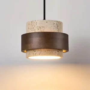 Suspension plafonnier LED bois naturel design scandinave moderne lumière chaleureuse salon chambre économique élégant