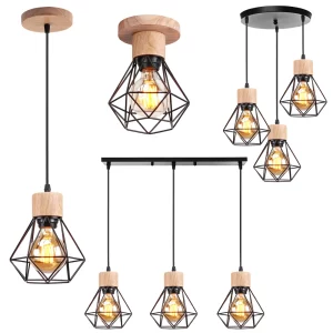Suspension industrielle bois LED design nordique éclairage chaleureux salon cuisine chambre épuré élégant économies d’énergie Suspension industrielle bois LED design nordique éclairage chaleureux salon cuisine chambre épuré élégant économies d’énergie