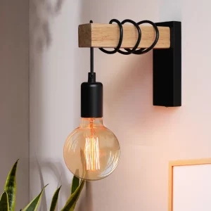 Applique murale vintage bois et métal Edison lumière chaude design industriel moderne chambre salon éclairage ambiance chaleureuse élégant