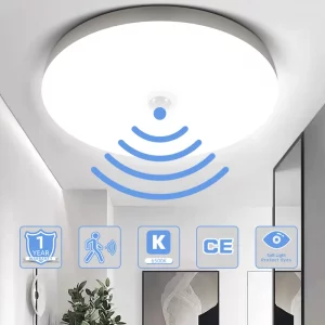 Plafonnier LED capteur de mouvement design moderne éclairage intelligent pour entrée balcon couloir IP44 étanche lampe de nuit économies d’énergie Plafonnier LED capteur de mouvement design moderne éclairage intelligent pour entrée balcon couloir IP44 étanche lampe de nuit économies d’énergie