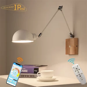Applique murale bois naturel design moderne industrielle éclairage LED intelligent connecté chambre salon bureau