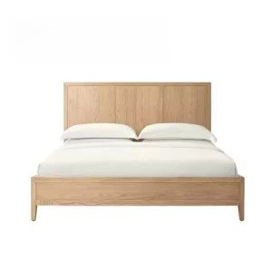 Lit en bois massif design scandinave moderne lit à panneaux chambre à coucher hôtel villa style classique épuré tête de lit personnalisée