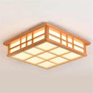 Plafonnier en bois japonais design minimaliste lumière LED salon moderne chambre cuisine éclairage zen naturel économie d’énergie Plafonnier en bois japonais design minimaliste lumière LED salon moderne chambre cuisine éclairage zen naturel économie d’énergie