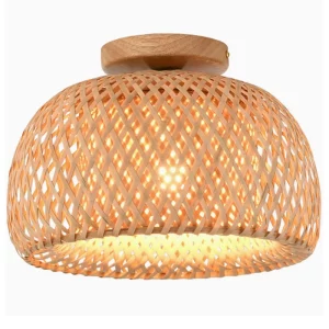 Plafonnier en osier de bambou hand-woven style naturel design scandinave pour chambre salon corridor éclairage chaleureux déco bohème Plafonnier en osier de bambou hand-woven style naturel design scandinave pour chambre salon corridor éclairage chaleureux déco bohème