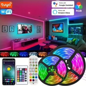 Bande lumineuse LED Wi Fi Tuya Smart Life Flexible USB RGB5050 écran de bureau rétro-éclairage TV bande à Diode compatible avec Alexa Google Bande lumineuse LED Wi Fi Tuya Smart Life Flexible USB RGB5050 écran de bureau rétro-éclairage TV bande à Diode compatible avec Alexa Google