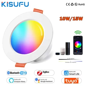 Plafonnier LED encastré intelligent design moderne style scandinave RGB variable Alexa Google compatible éclairage ambiant cuisine chambre salon Plafonnier LED encastré intelligent design moderne style scandinave RGB variable Alexa Google compatible éclairage ambiant cuisine chambre salon