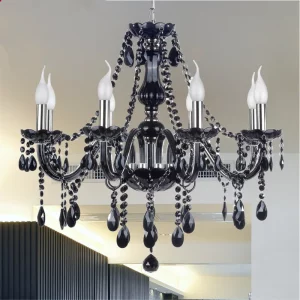 Lustre en cristal vintage noir  éclairage chambre à coucher  lustre de couloir  lustre cuisine  décoration intérieure rétro