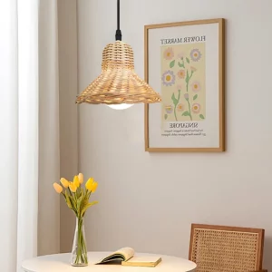 Suspension lamp woven rattan design Scandinavian rustic bohemian home restaurant bar lighting warm ambiance natural style Suspension lamp woven rattan design Scandinavian rustic bohemian home restaurant bar lighting warm ambiance natural style
