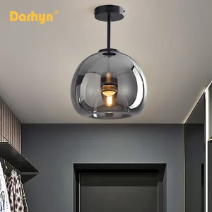 Suspension LED verre gris fumé design moderne minimaliste industriel salon entrée couloir éclairage chaleureux économique élégant Suspension LED verre gris fumé design moderne minimaliste industriel salon entrée couloir éclairage chaleureux économique élégant