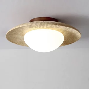 Plafonnier en travertin naturel design moderne minimaliste éclairage chaleureux chambre salon décor naturel élégance économique