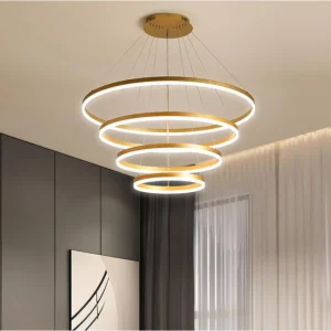 Suspension LED moderne en métal doré design épuré éclairage uniforme pour intérieur élégant salle à manger salon Suspension LED moderne en métal doré design épuré éclairage uniforme pour intérieur élégant salle à manger salon