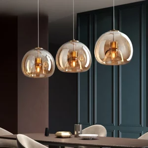 Suspension LED verre nordique design moderne minimaliste luminaire éclairage salon salle à manger cuisine chaleureux élégant Suspension LED verre nordique design moderne minimaliste luminaire éclairage salon salle à manger cuisine chaleureux élégant