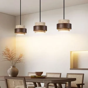 Plafonnier en béton et bois naturel  design moderne et industriel pour salon  chambre  éclairage chaleureux et économique