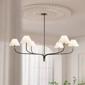 Lustre suspendu métal et tissu design classique moderne salon chambre salle à manger éclairage intérieur chaleureux élégant