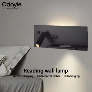 Applique murale LED USB charge sans fil design moderne éclairage ambiant chambre salon lampe lecture multifonctionnelle élégante économique Applique murale LED USB charge sans fil design moderne éclairage ambiant chambre salon lampe lecture multifonctionnelle élégante économique