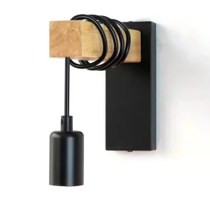 Applique murale bois métal design industriel moderne éclairage chaleureux chambre salon couloir décoration hôtel restaurant luminaire déco maison