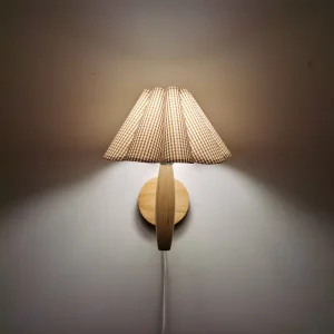 Applique murale bois naturel LED design scandinave nordique éclairage chaleureux chambre salon couloir luminaire créatif tissu plissé