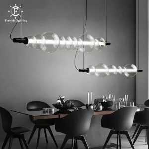 Plafonnier LED suspendu design industriel moderne verre transparent aluminium noir éclairage chaleureux salon salle à manger chambre économies d’énergie style minimaliste Plafonnier LED suspendu design industriel moderne verre transparent aluminium noir éclairage chaleureux salon salle à manger chambre économies d’énergie style minimaliste