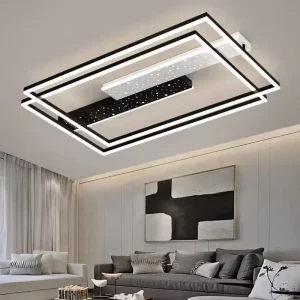 Plafonnier LED moderne minimaliste rectangulaire acrylique aluminium éclairage intérieur salon chambre restaurant design contemporain