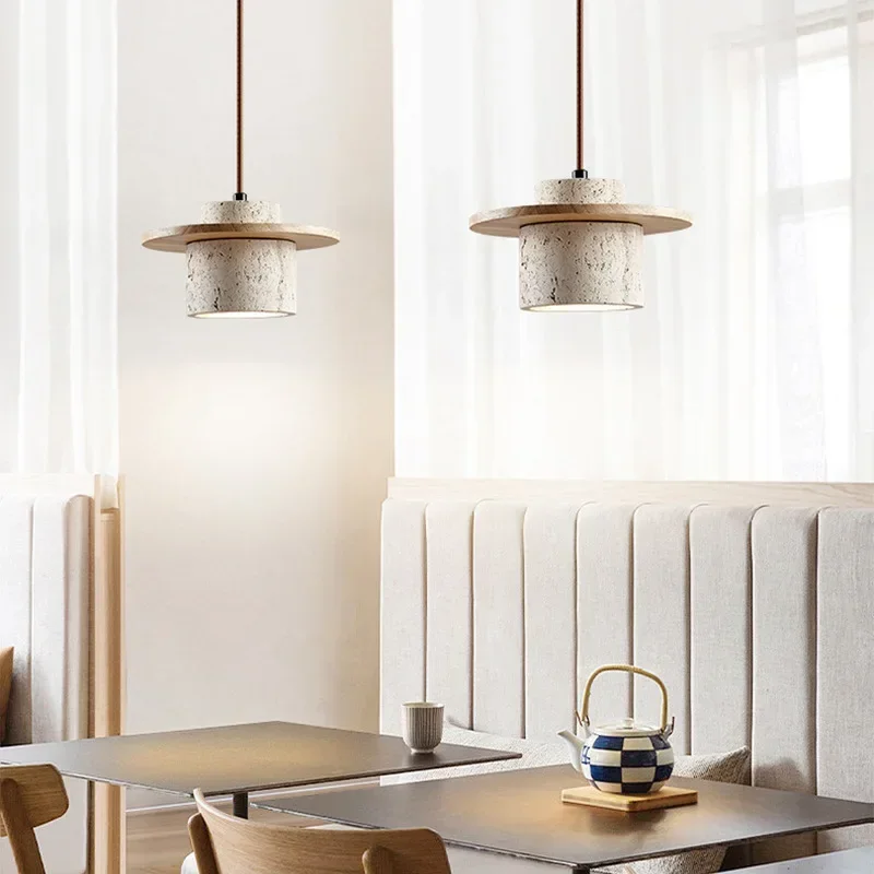 Suspension bois et béton design scandinave lumière LED chaude intérieure salon chambre éclairage moderne économique élégant
