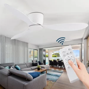 Ventilateur de plafond moderne sans lumière  télécommande incluse  moteur à courant continu  30W  design épuré  idéal pour salon  chambre ou bureau  économique et silencieux