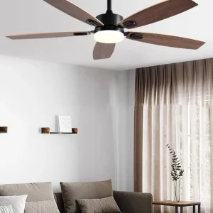 Plafonnier LED bois ventilateur design moderne style minimaliste éclairage chaleureux salon chambre cuisine bureau ventilation fonctionnelle économie d’énergie élégance naturelle