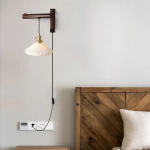Applique murale pliante rétro couleur noyer design japonais style rustique vintage salon chambre lampe de chevet éclairage cosy économique Applique murale pliante rétro couleur noyer design japonais style rustique vintage salon chambre lampe de chevet éclairage cosy économique