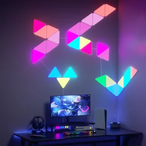 Luminaire mural modulaire RGB LED design moderne technologique salle de jeu bureau éclairage décoratif personnalisable application contrôle Luminaire mural modulaire RGB LED design moderne technologique salle de jeu bureau éclairage décoratif personnalisable application contrôle