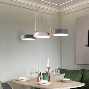 Suspension bois LED design nordique moderne éclairage chaleureux salon chambre cuisine bureau économique élégant