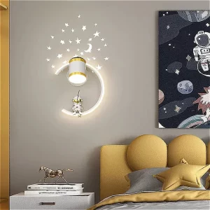 Applique Murale LED Blanche Dorée Design Moderne Jouets Enfants Étoiles Lune Chambre Salle séjour Éclairage Décoration Maison