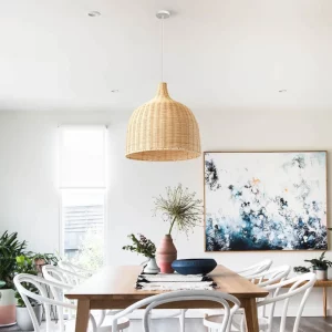 Suspension en rotin naturel design scandinave luminaire moderne éclairage chaleureux pour chambre salon restaurant hôtel