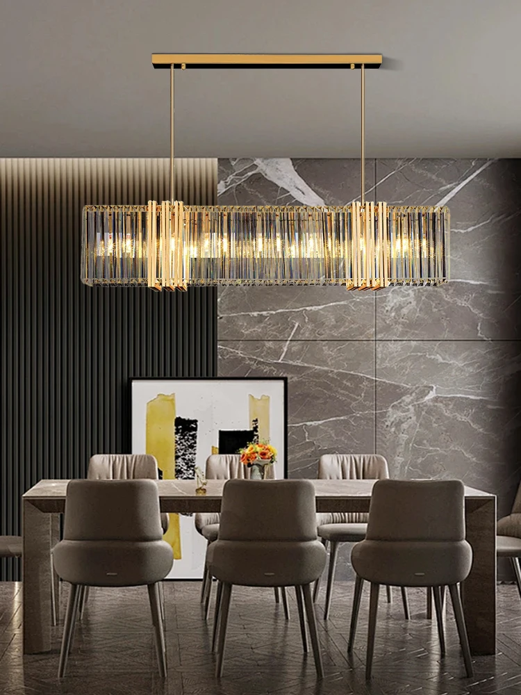 Suspension lumineuse moderne en métal doré et verre transparent design élégant pour salle à manger cuisine éclairage scandinave lumière centrale décorative