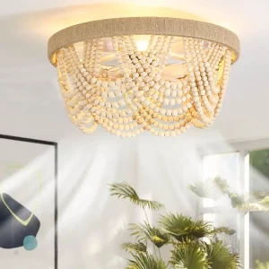 Plafonnier bois bohème perlé éclairage chaleureux lampe salle à manger chambre salon design naturel Plafonnier bois bohème perlé éclairage chaleureux lampe salle à manger chambre salon design naturel