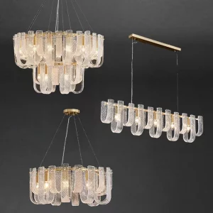 Suspension LED dorée design moderne et chic éclairage intérieur salon restaurant élégant et sophistiqué