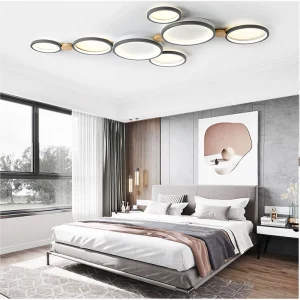 Plafonnier LED bois naturel design scandinave nordique moderne chambre salon éclairage chaleureux économique élégant
