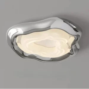 Plafonnier LED chrome design moderne futuriste lumière diffuse salon chambre cuisine éclairage intérieur élégant