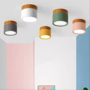 Plafonnier LED bois naturel design scandinave nordique moderne chambre salon éclairage chaleureux économique élégant