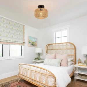 Plafonnier en rotin LED design scandinave moderne chambre salon éclairage chaleureux naturel économies d’énergie élégance