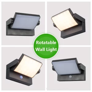 Applique murale extérieure rotative à capteur de mouvement  design moderne  aluminium  lumière LED  étanche  jardin  cour  balcon  porche