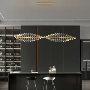 Suspension moderne en cristal et métal doré design élégant pour salle à manger cuisine bar LED lumière chaleureuse éclairage luxueux